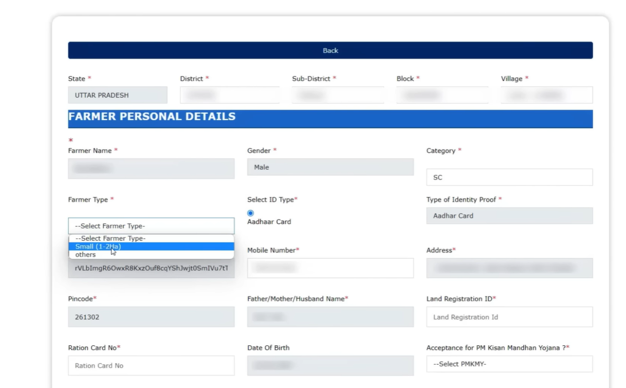 PM Kisan Registration Process - Step 3